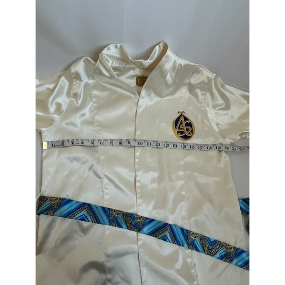 Antonio Stefano Cream White Satin Robe Size M Gold Blue Novelty Leopard Print - Picture 11 of 12